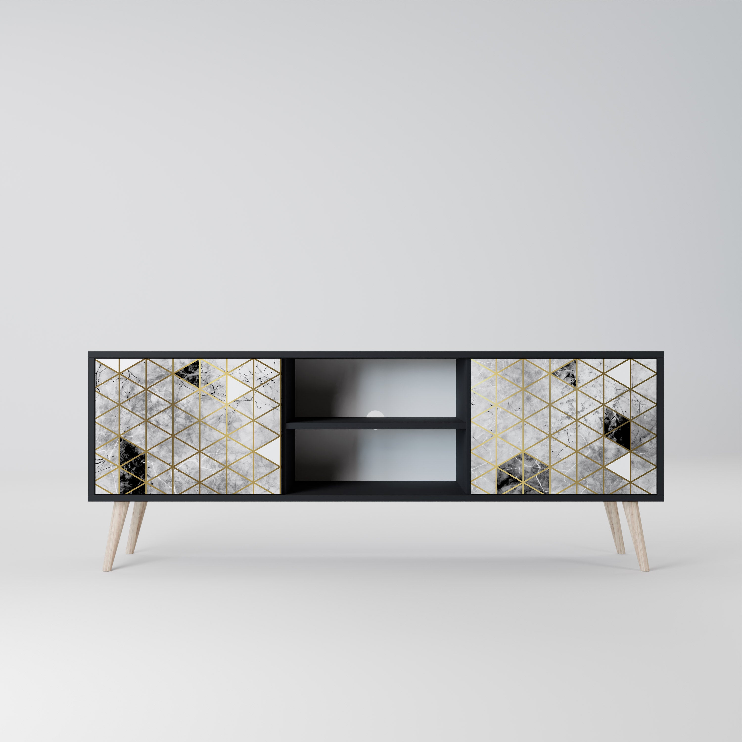 Mueble de TV ASHEN ARIA de 2 puertas con acabado negro