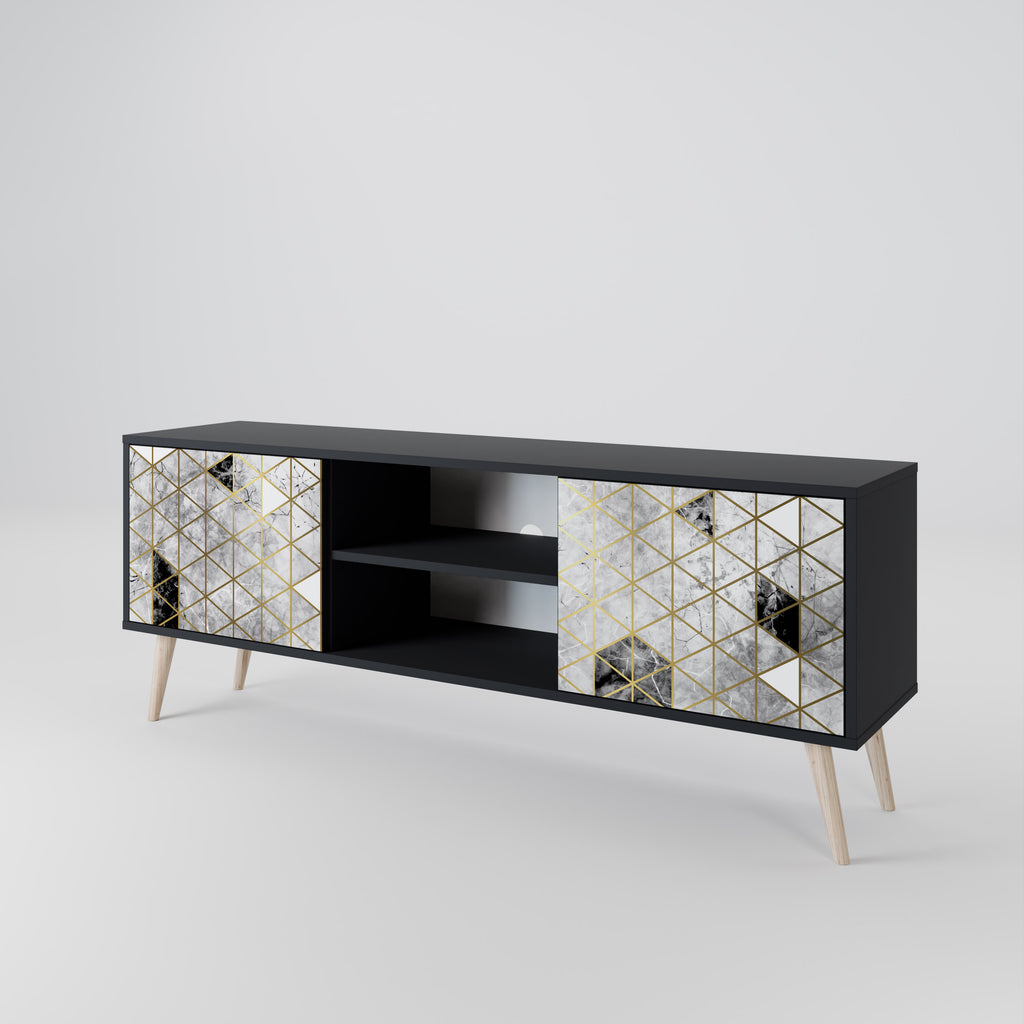 Mueble de TV ASHEN ARIA de 2 puertas con acabado negro