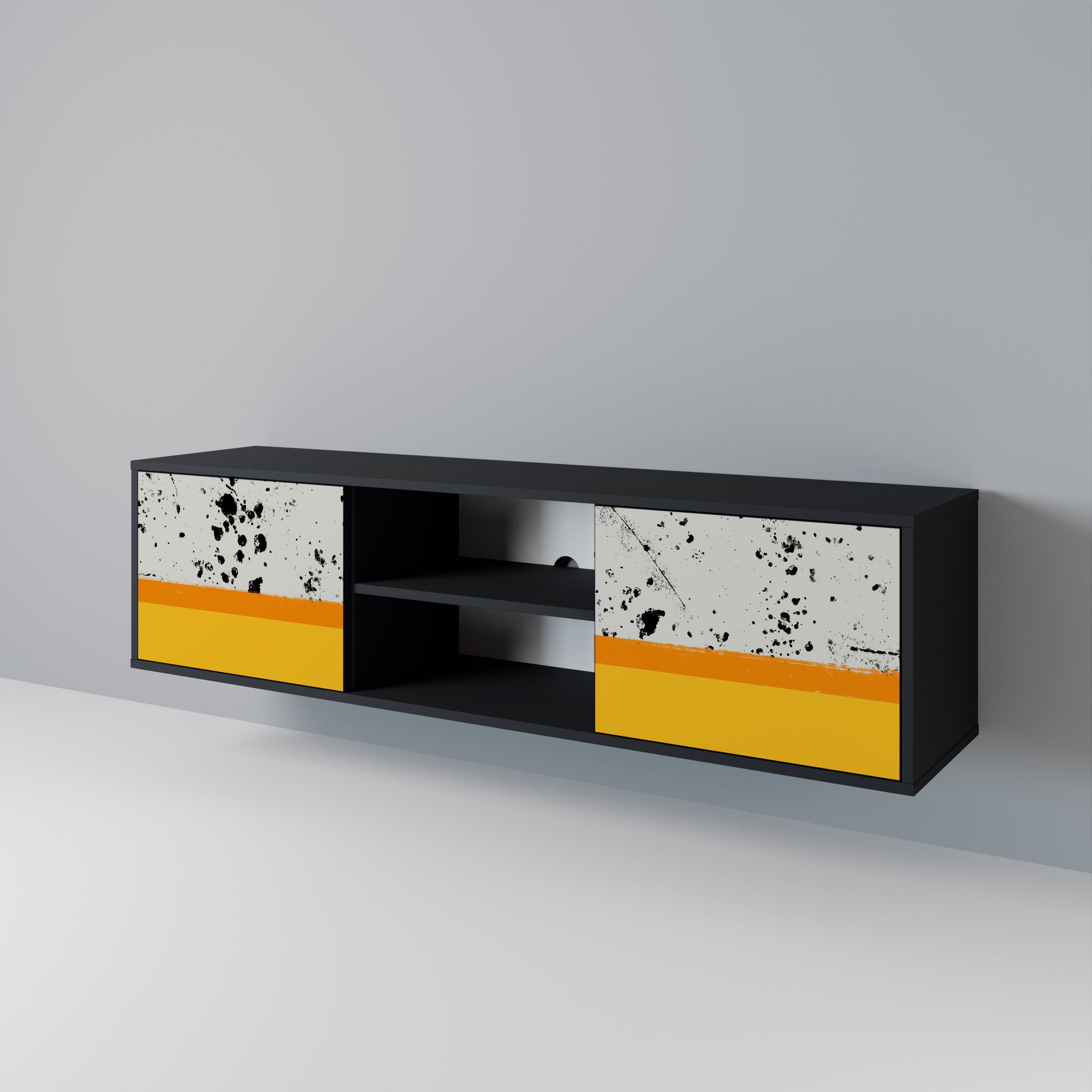 Mueble de TV de 2 puertas DYED BY ORANGE en acabado negro