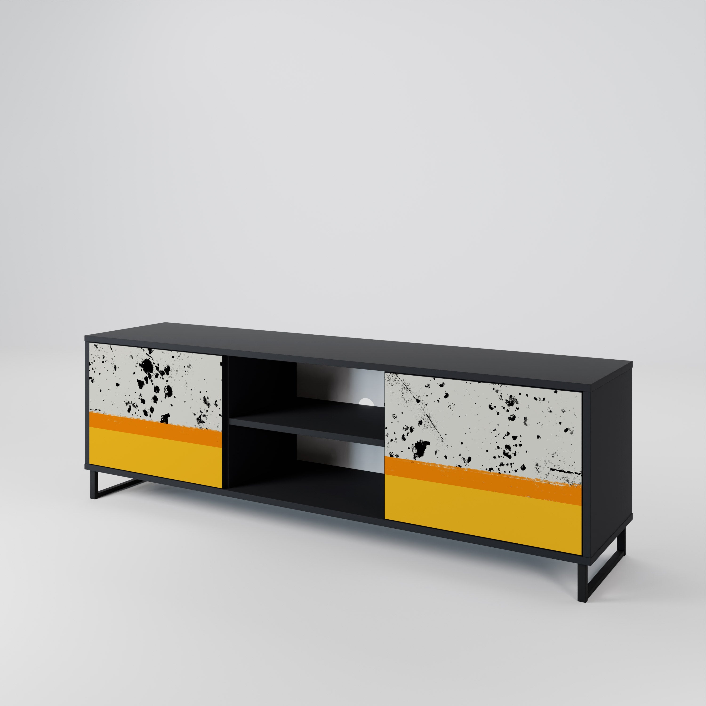 Mueble de TV de 2 puertas DYED BY ORANGE en acabado negro
