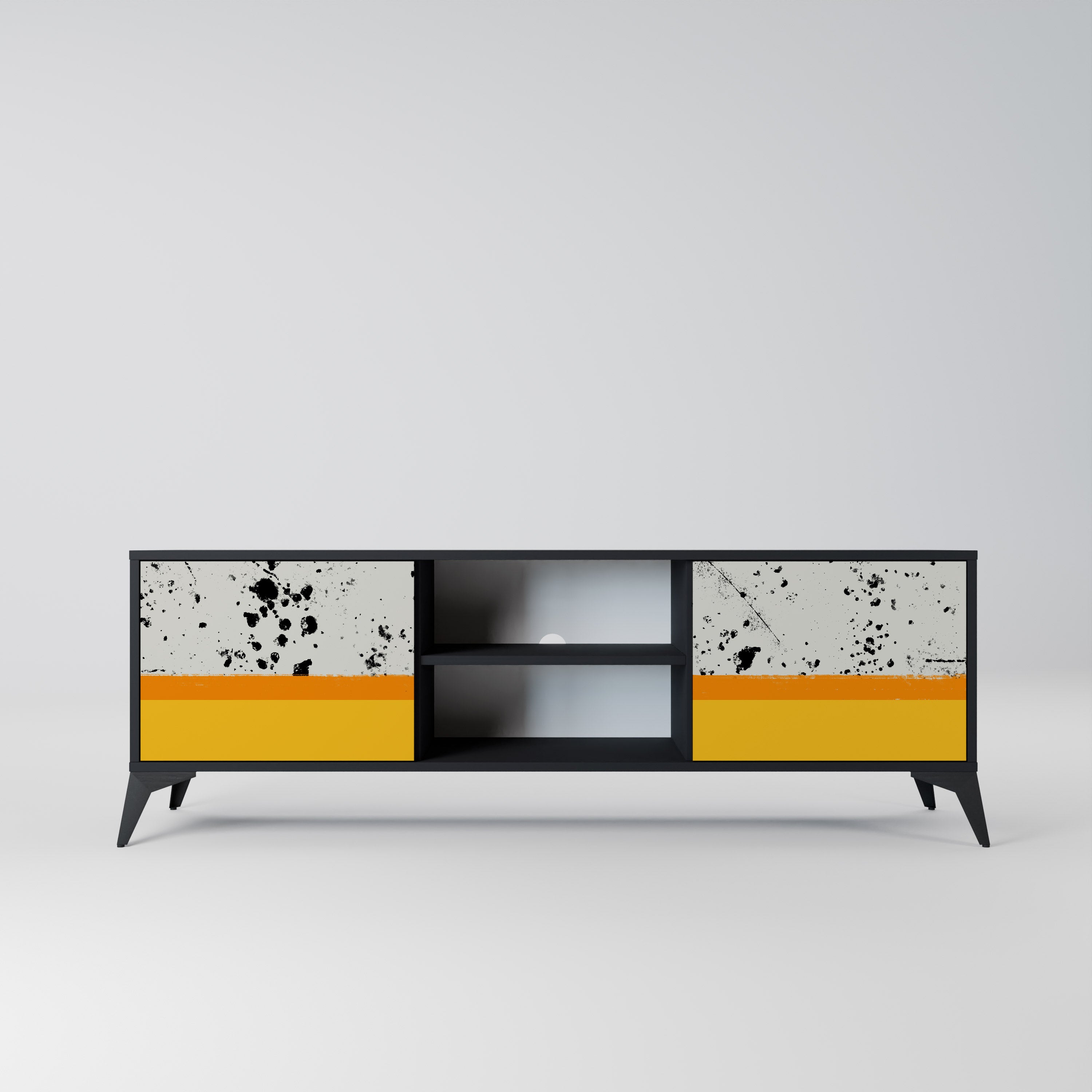 Mueble de TV de 2 puertas DYED BY ORANGE en acabado negro