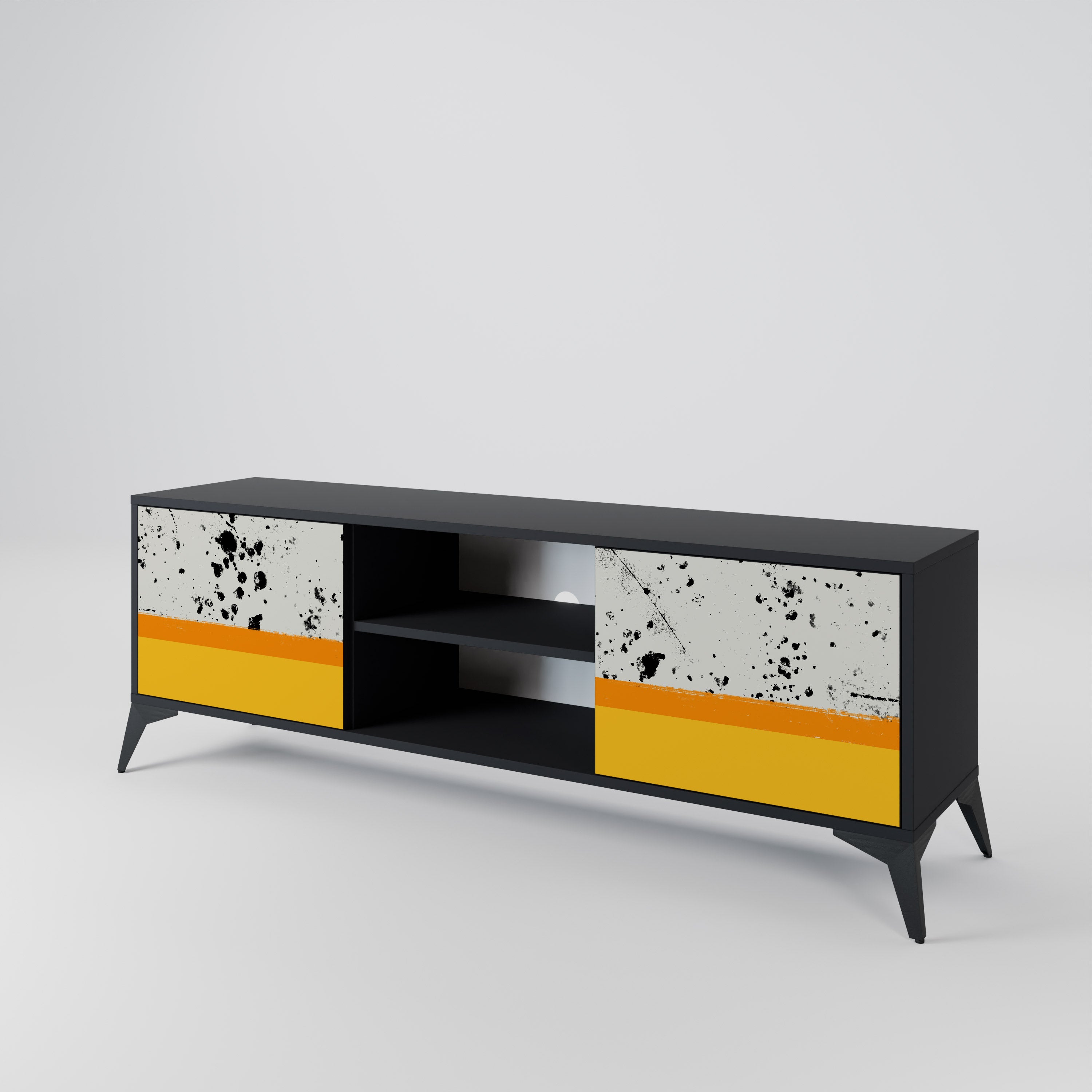 Mueble de TV de 2 puertas DYED BY ORANGE en acabado negro