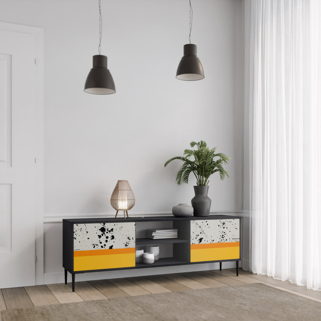 Mueble de TV de 2 puertas DYED BY ORANGE en acabado negro