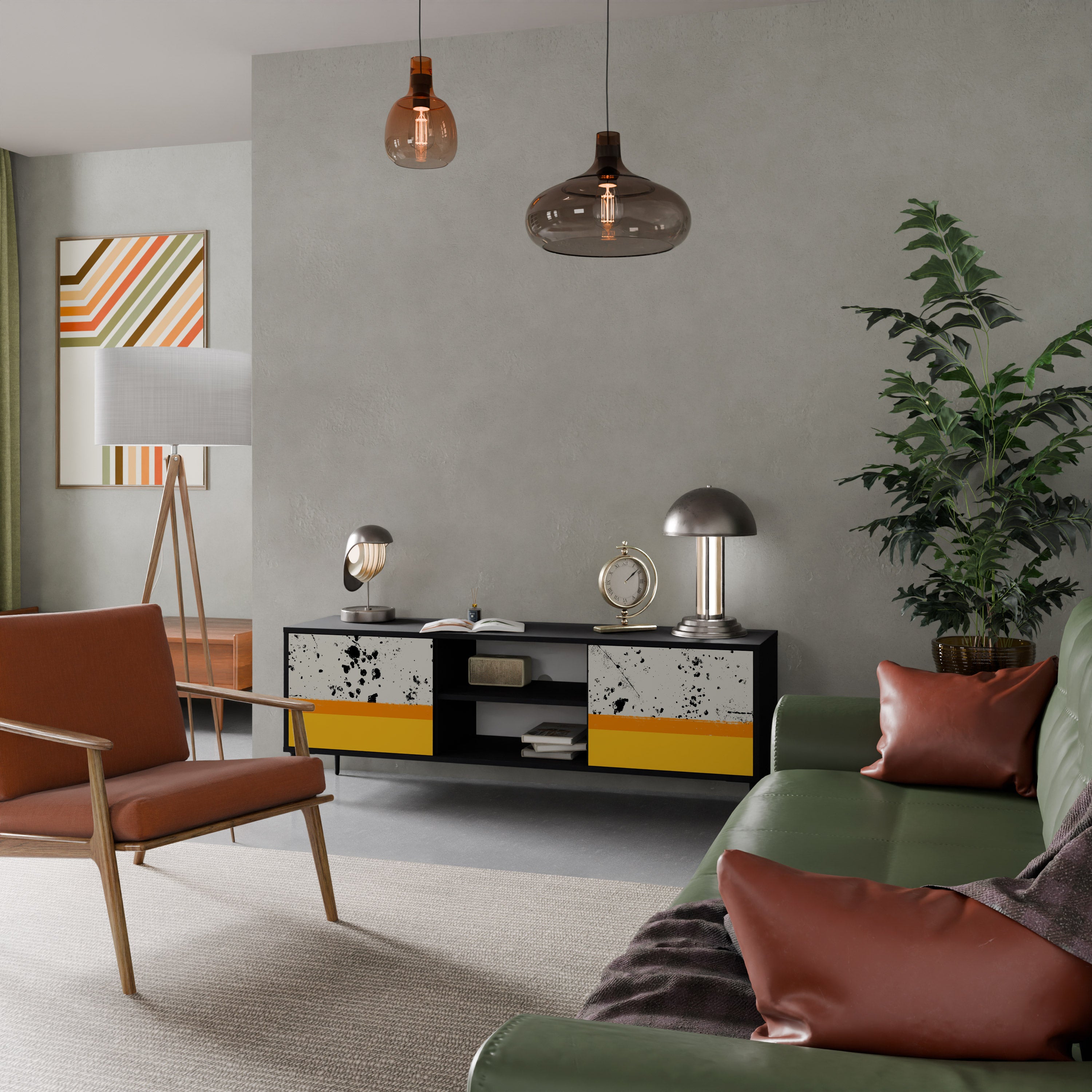 Mueble de TV de 2 puertas DYED BY ORANGE en acabado negro