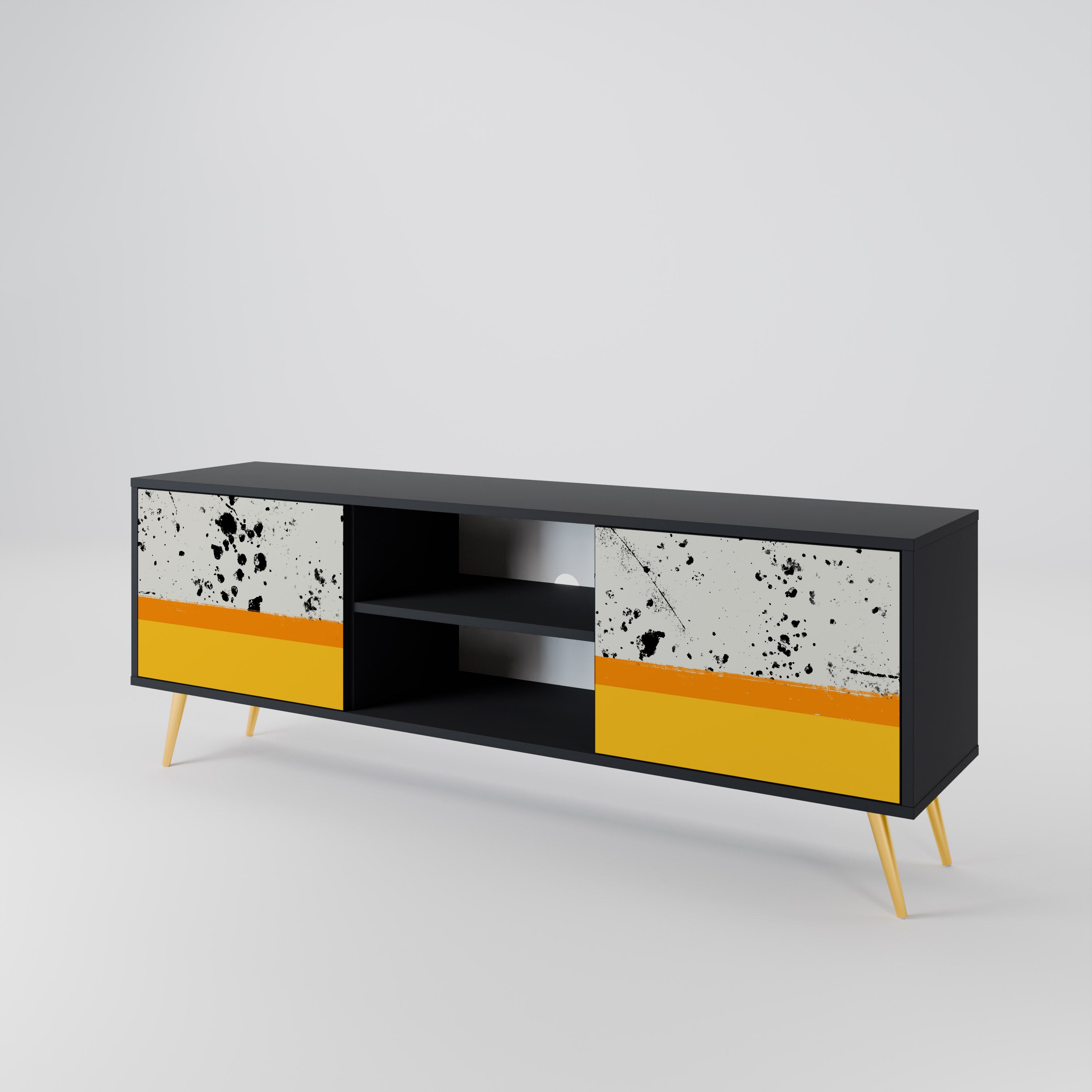 Mueble de TV de 2 puertas DYED BY ORANGE en acabado negro