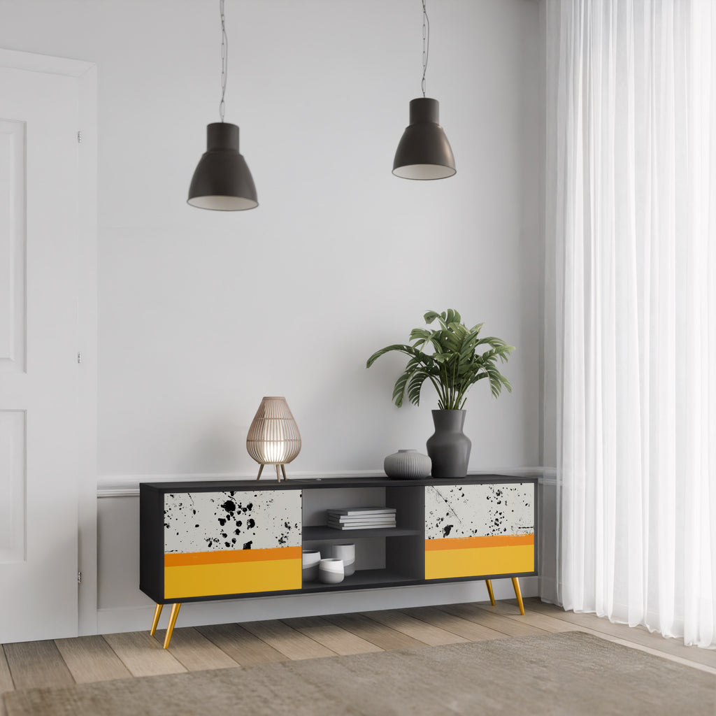 Mueble de TV de 2 puertas DYED BY ORANGE en acabado negro