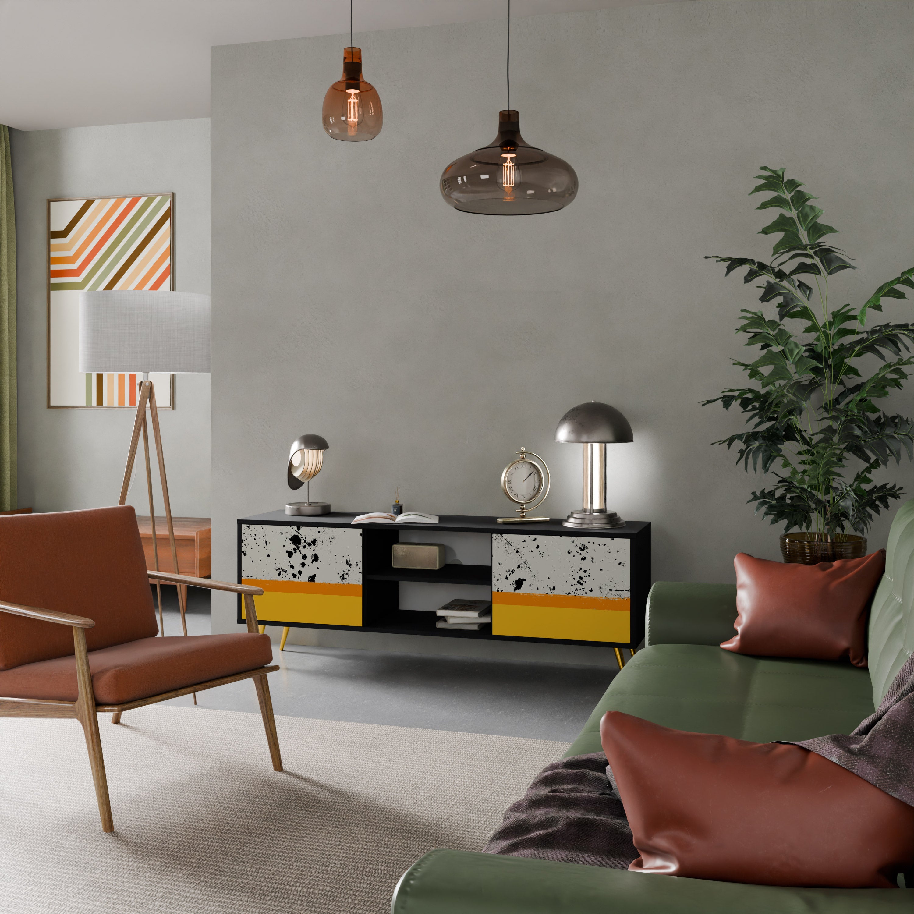 Mueble de TV de 2 puertas DYED BY ORANGE en acabado negro