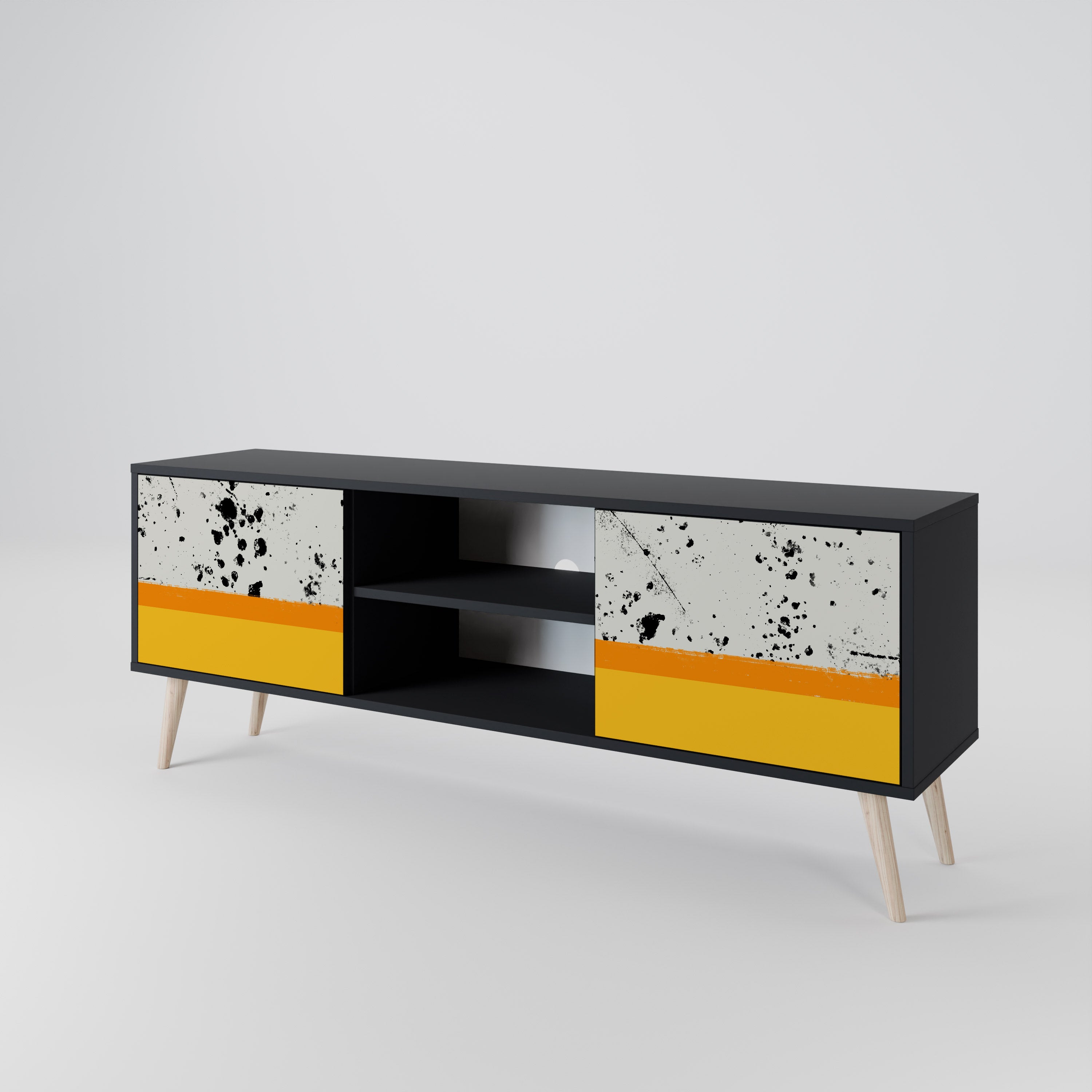 Mueble de TV de 2 puertas DYED BY ORANGE en acabado negro