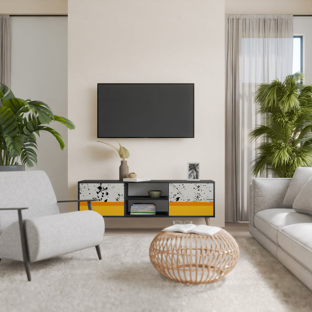 Mueble de TV de 2 puertas DYED BY ORANGE en acabado negro