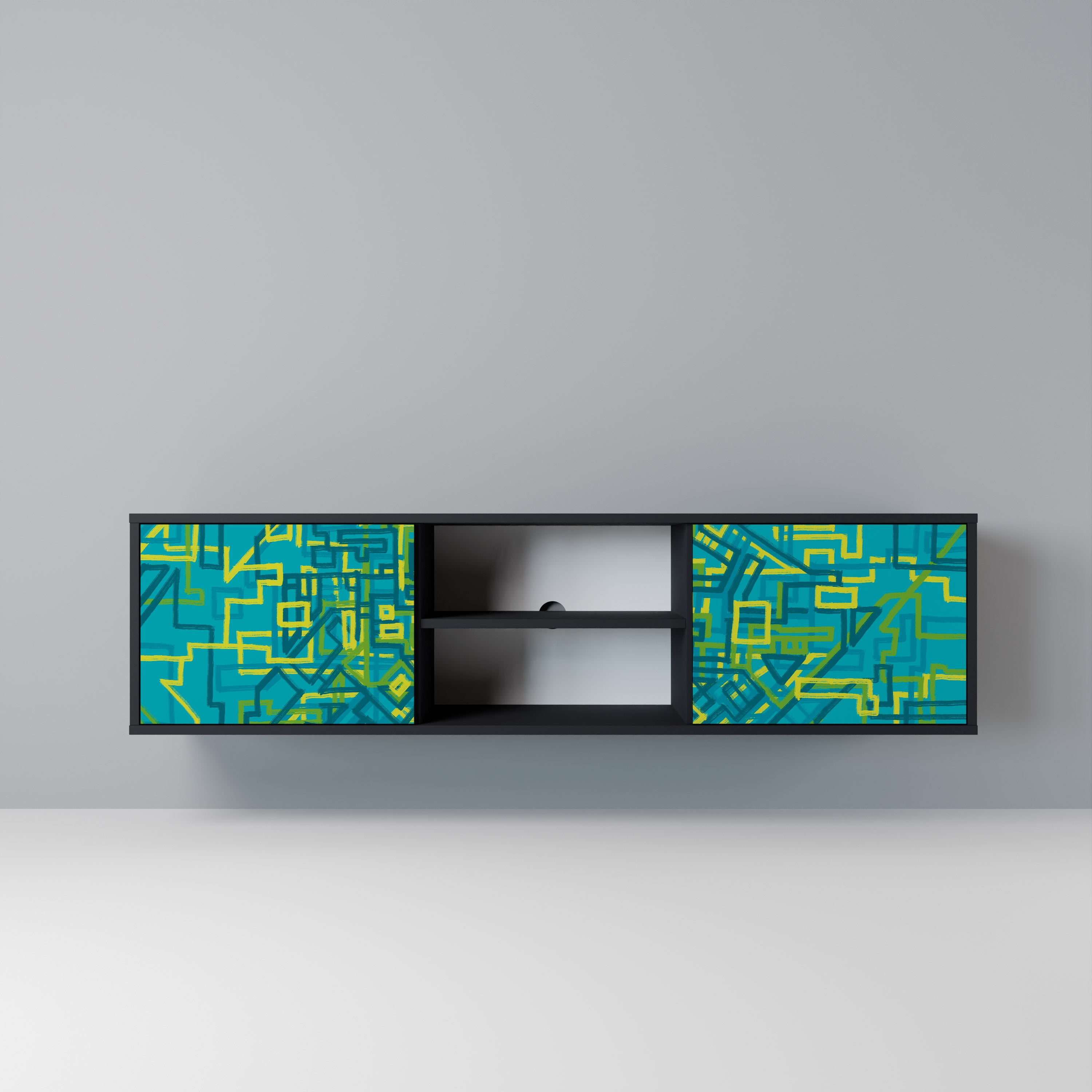 Mueble de TV de 2 puertas con acabado negro NOSTALGIC MEMORIES
