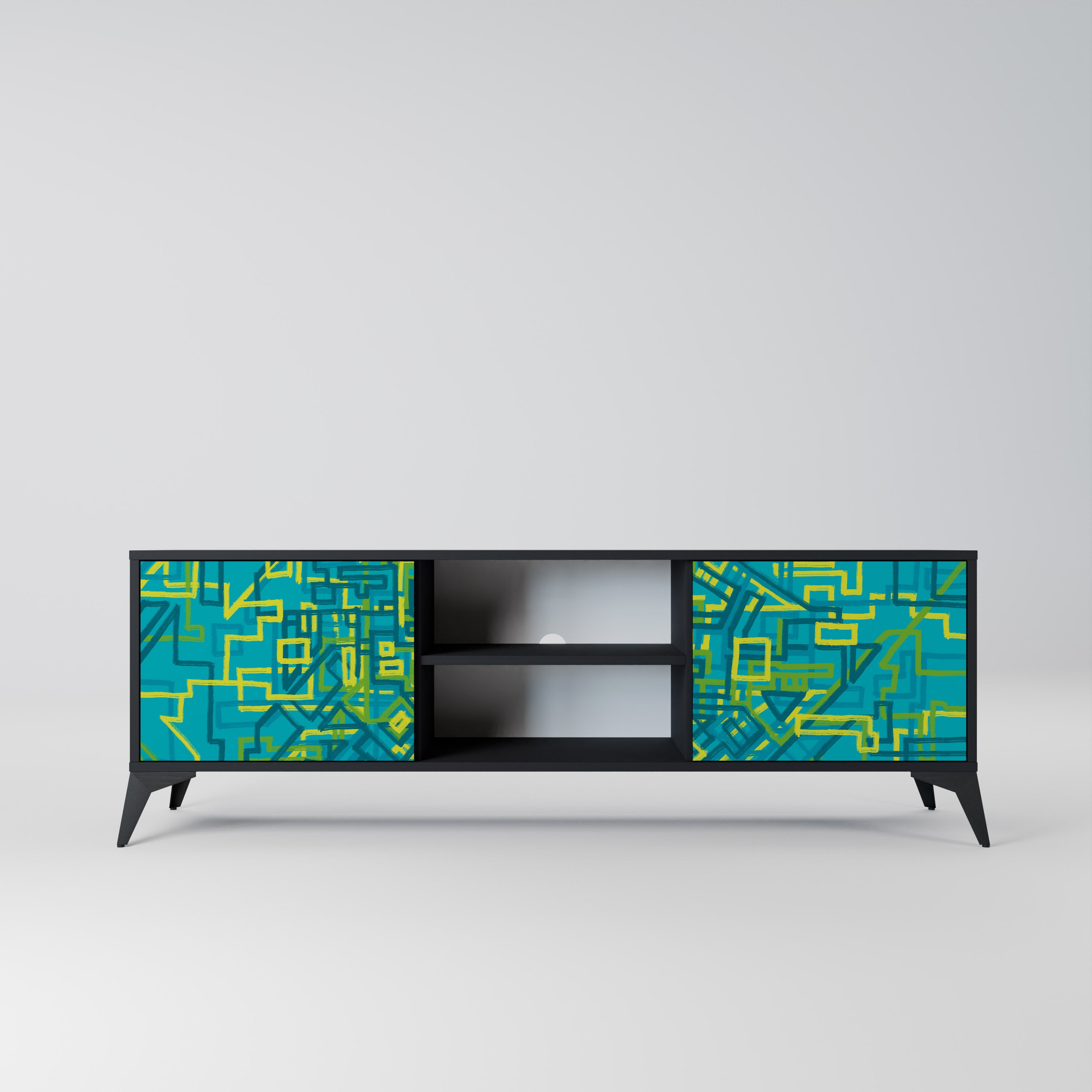 Mueble de TV de 2 puertas con acabado negro NOSTALGIC MEMORIES