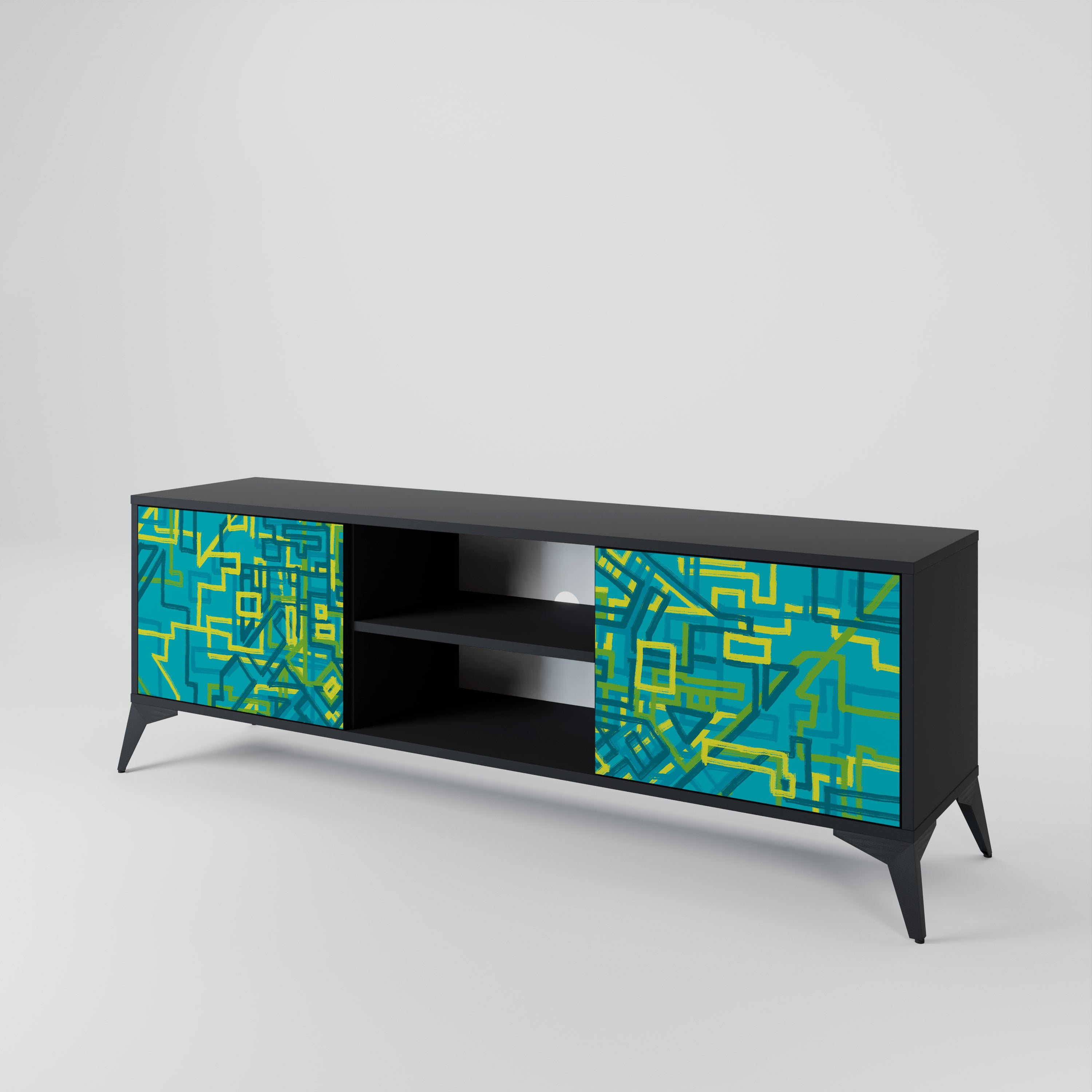 Mueble de TV de 2 puertas con acabado negro NOSTALGIC MEMORIES
