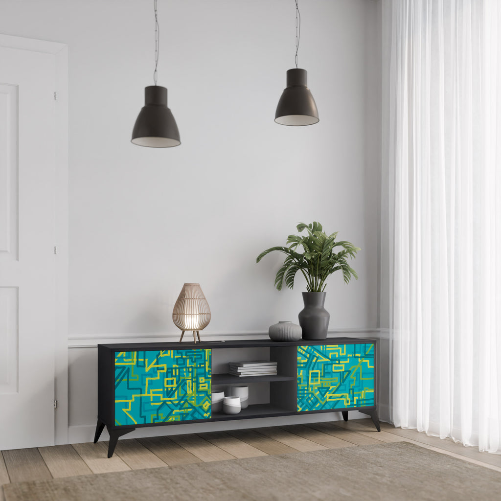 Mueble de TV de 2 puertas con acabado negro NOSTALGIC MEMORIES