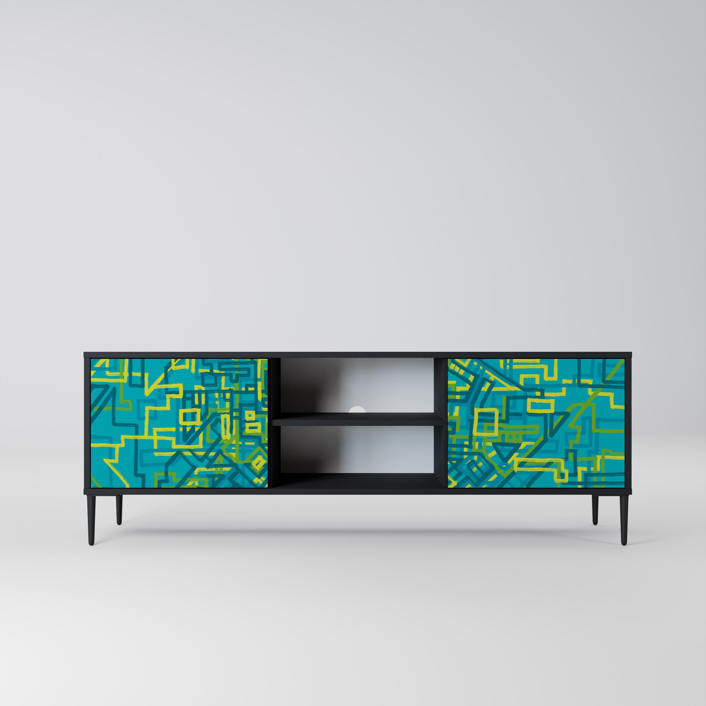 Mueble de TV de 2 puertas con acabado negro NOSTALGIC MEMORIES