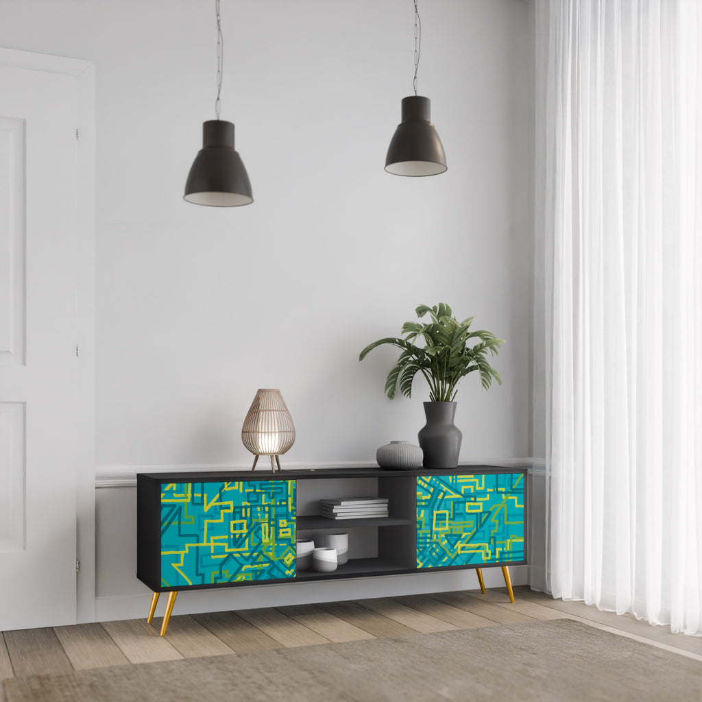 Mueble de TV de 2 puertas con acabado negro NOSTALGIC MEMORIES
