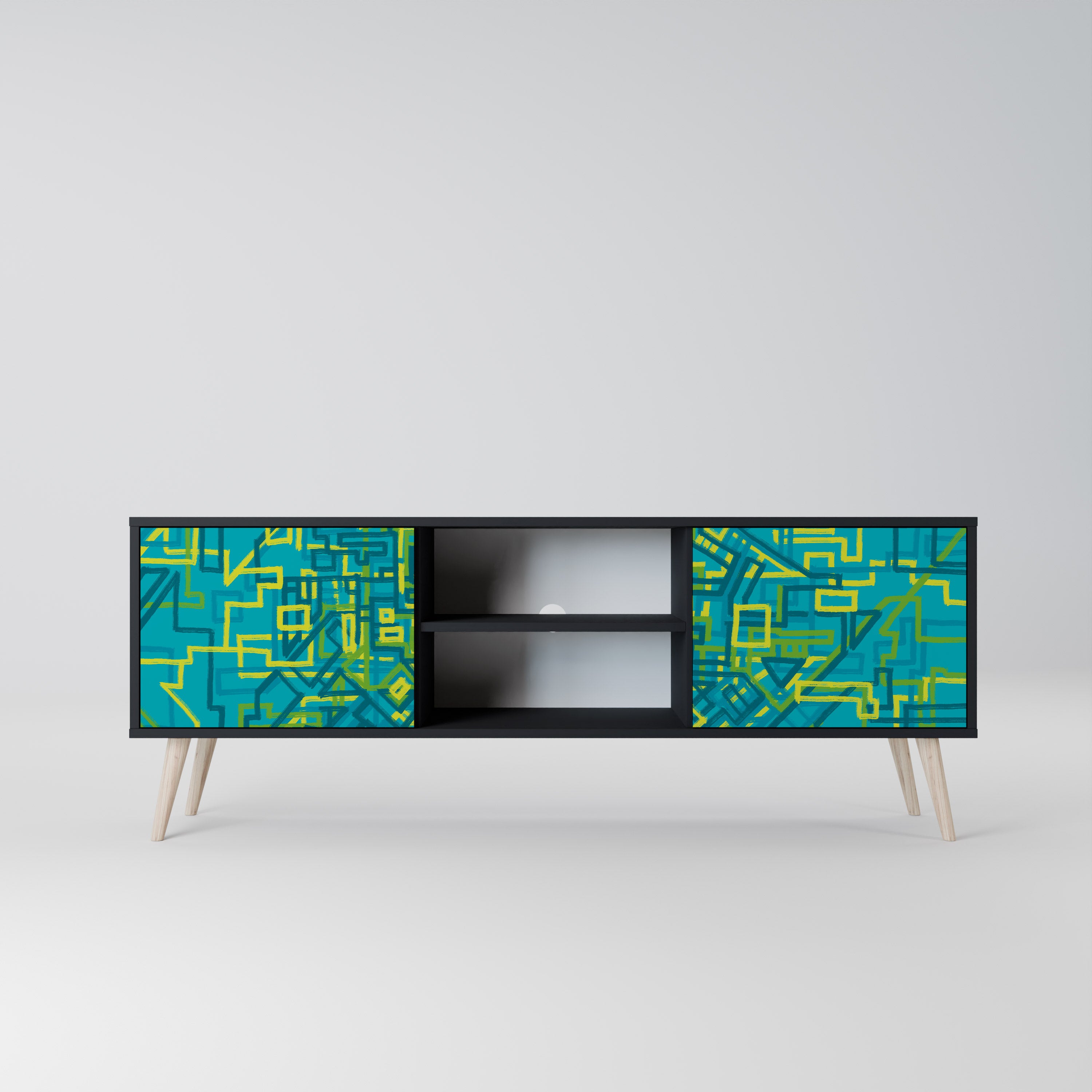 Mueble de TV de 2 puertas con acabado negro NOSTALGIC MEMORIES
