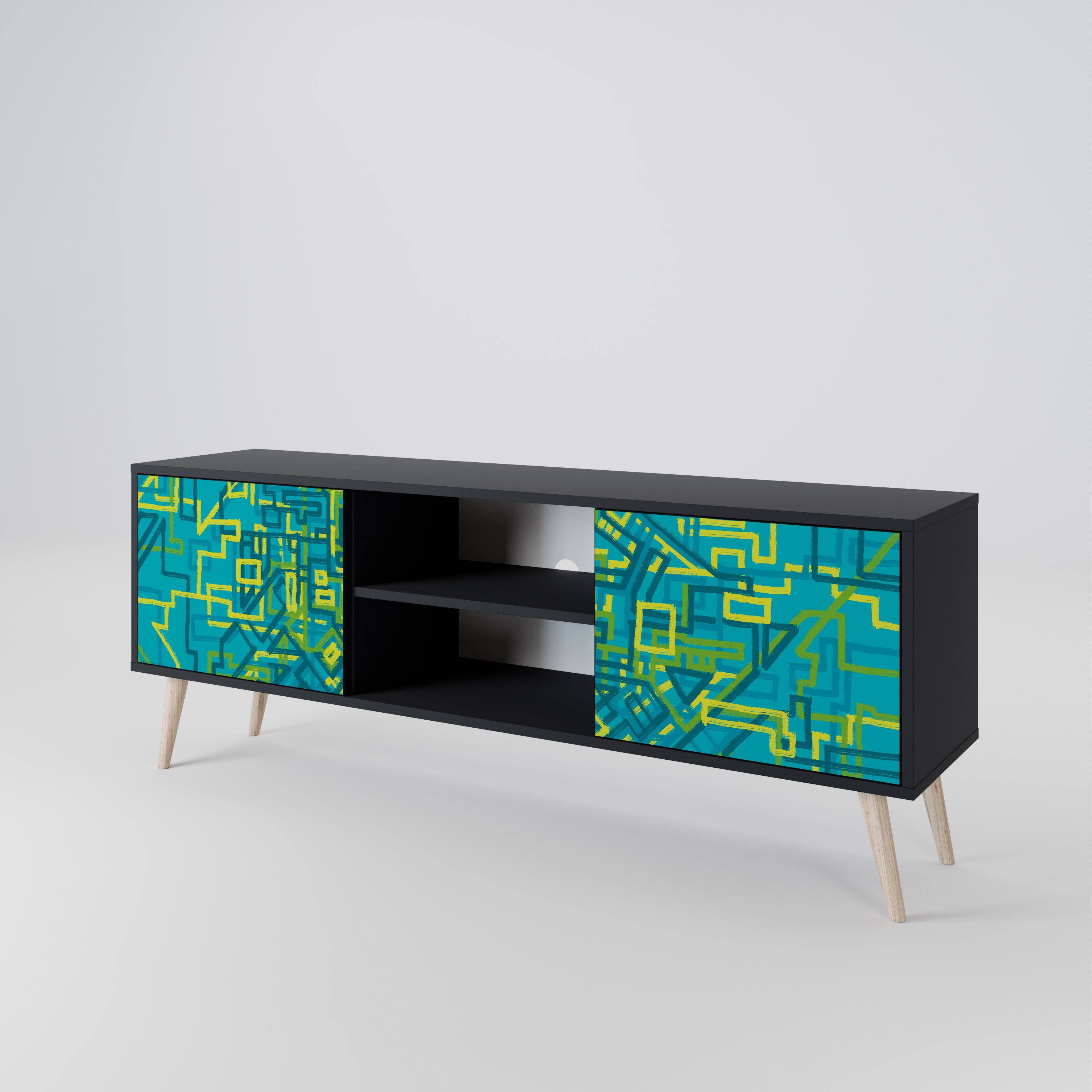 Mueble de TV de 2 puertas con acabado negro NOSTALGIC MEMORIES