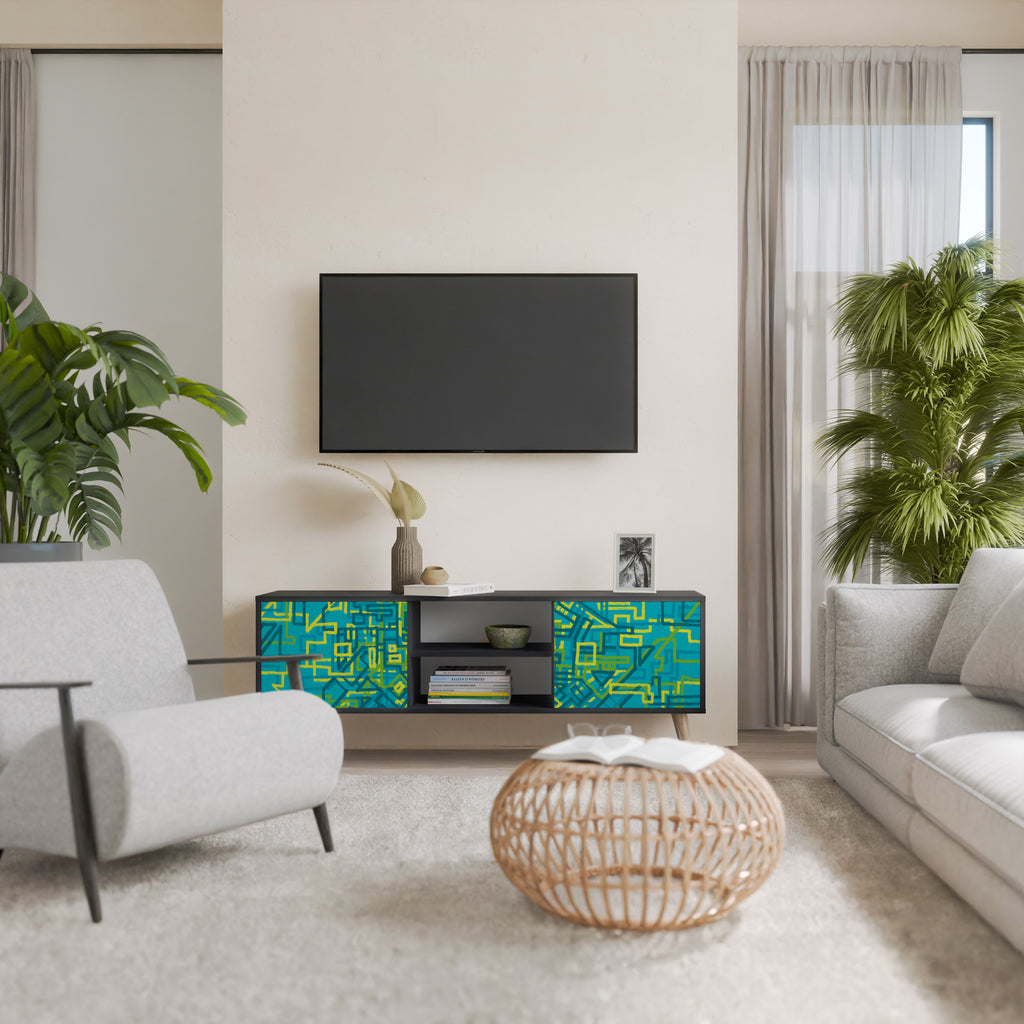 Mueble de TV de 2 puertas con acabado negro NOSTALGIC MEMORIES