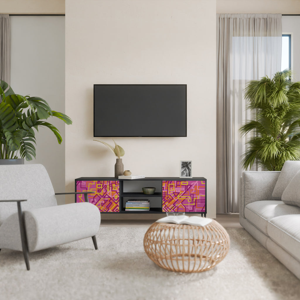 Mueble de TV LOVELY MEMORIES de 2 puertas con acabado negro