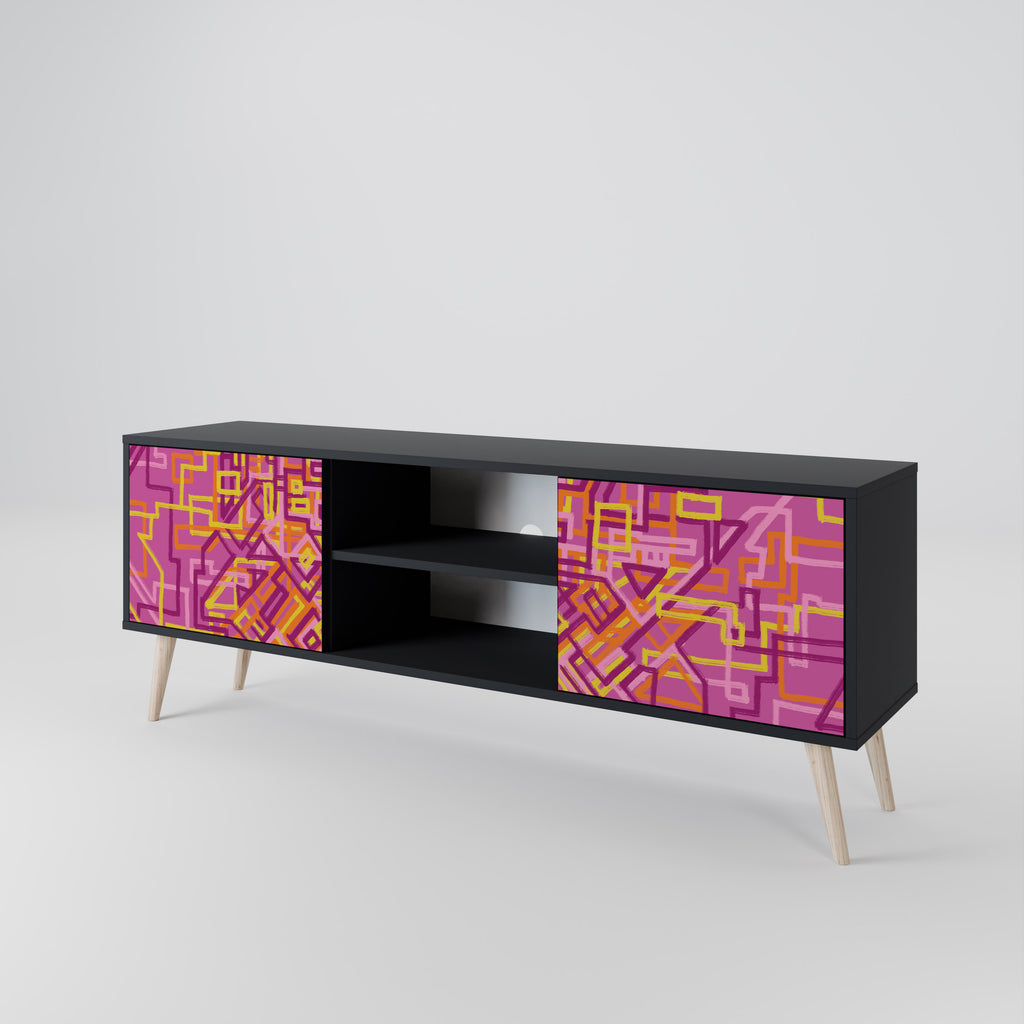 Mueble de TV LOVELY MEMORIES de 2 puertas con acabado negro
