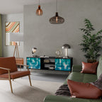 TURQUOISE RECTANGLES Mueble de TV de 2 Puertas en Acabado Negro