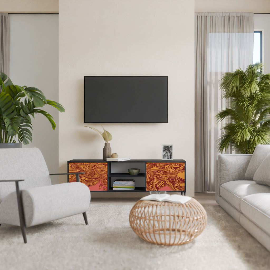 Mueble de TV de 2 puertas FLOATING THOUGHTS con acabado negro