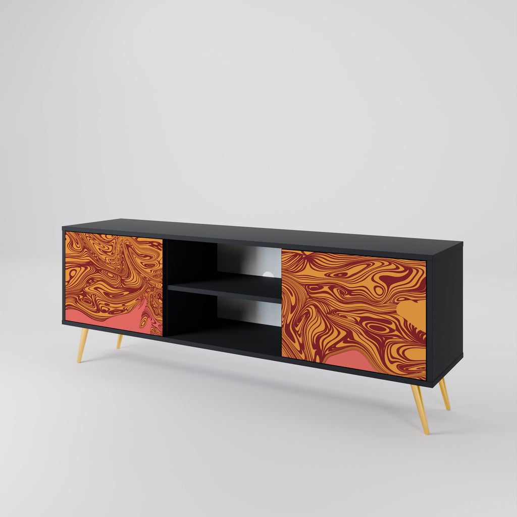 Mueble de TV de 2 puertas FLOATING THOUGHTS con acabado negro