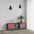 RISING GEOMETRY STARS Mueble de TV de 2 Puertas en Acabado Negro