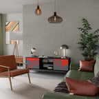 RISING GEOMETRY STARS Mueble de TV de 2 Puertas en Acabado Negro