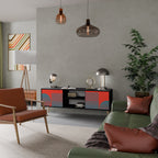 RISING GEOMETRY STARS Mueble de TV de 2 Puertas en Acabado Negro