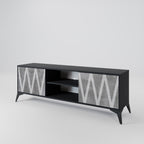 SOLID ZIG ZAG Mueble de TV de 2 Puertas en Acabado Negro