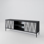 SOLID ZIG ZAG Mueble de TV de 2 Puertas en Acabado Negro