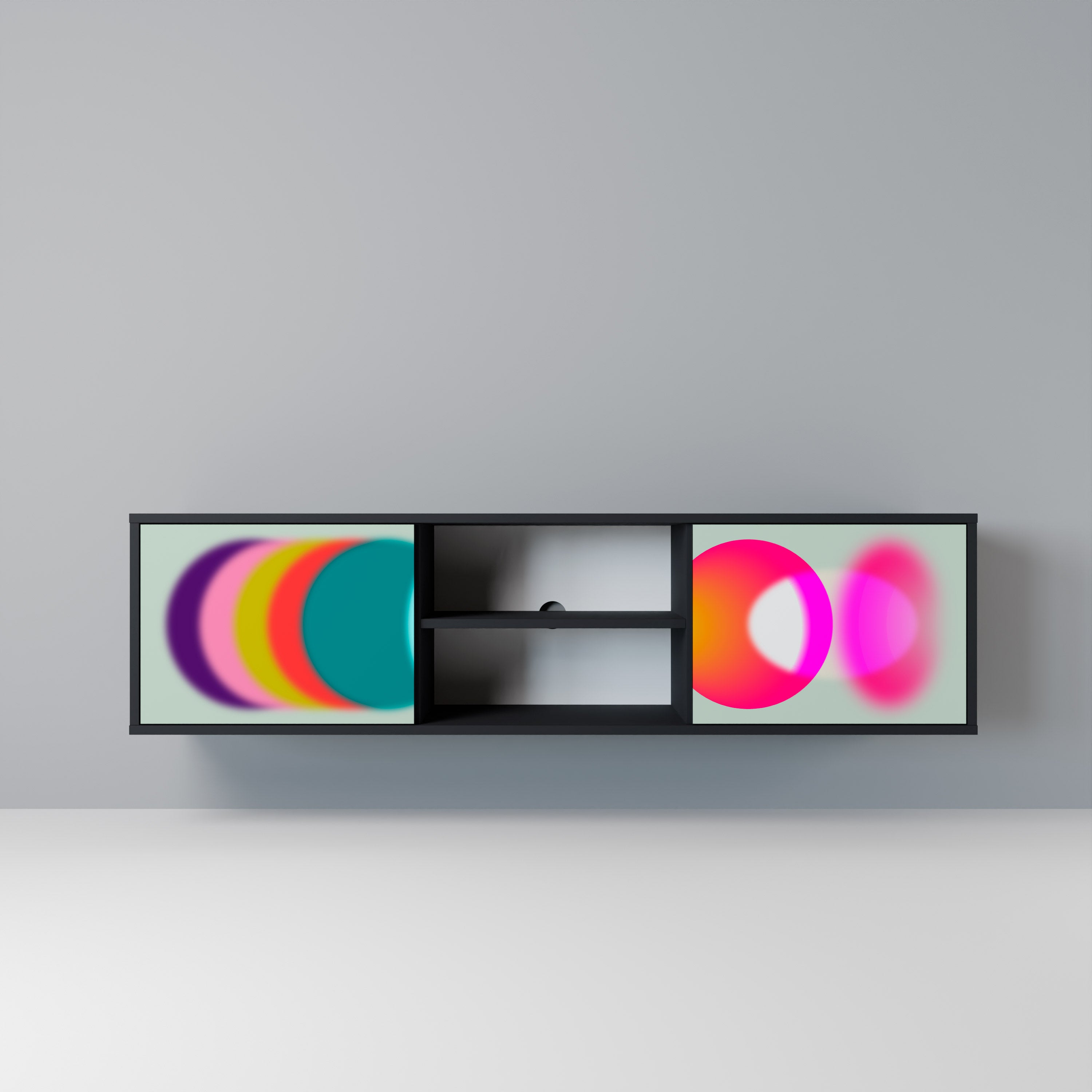 Mueble de TV de 2 puertas SYMPHONY OF COLORS en acabado negro