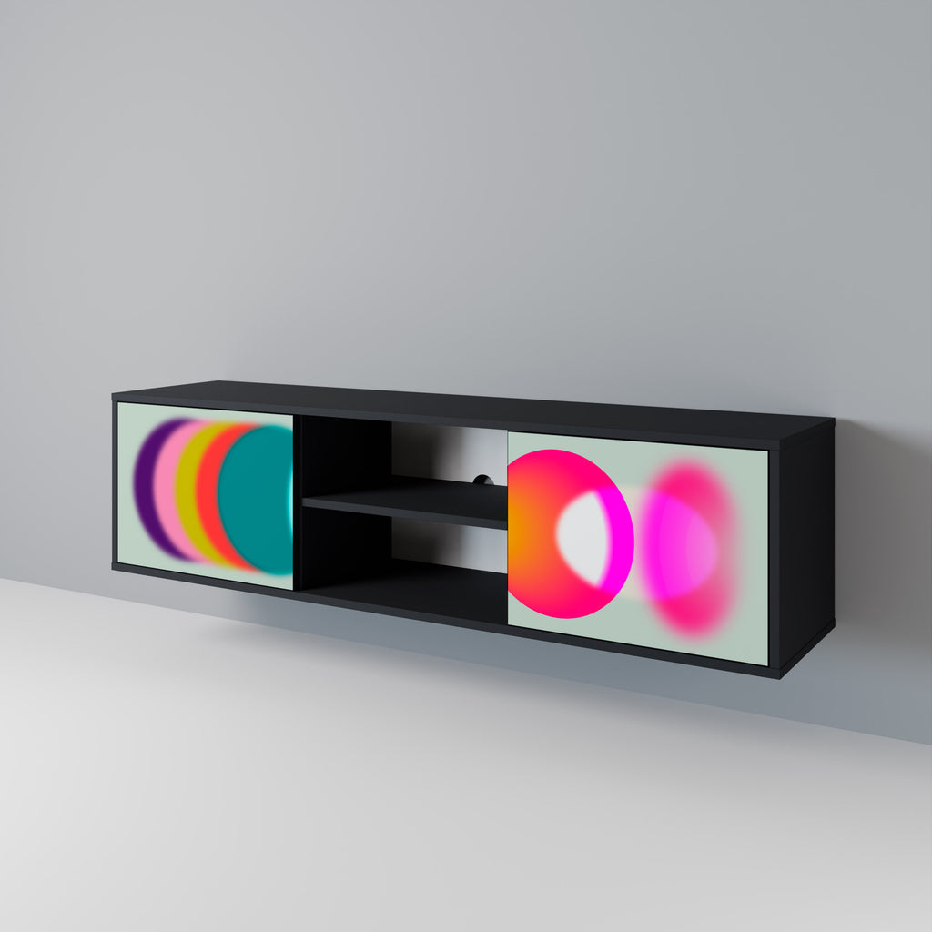 Mueble de TV de 2 puertas SYMPHONY OF COLORS en acabado negro