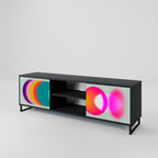 SYMPHONY OF COLORS Mueble de TV de 2 Puertas en Acabado Negro