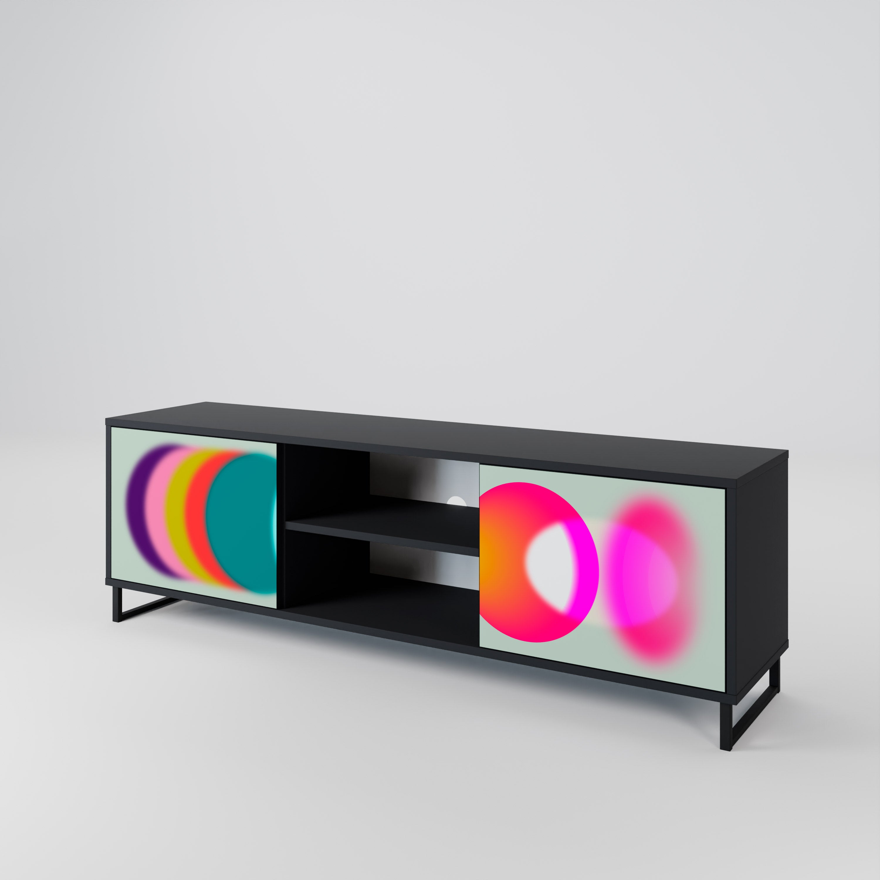 Mueble de TV de 2 puertas SYMPHONY OF COLORS en acabado negro