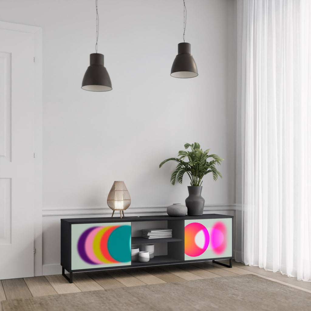 Mueble de TV de 2 puertas SYMPHONY OF COLORS en acabado negro
