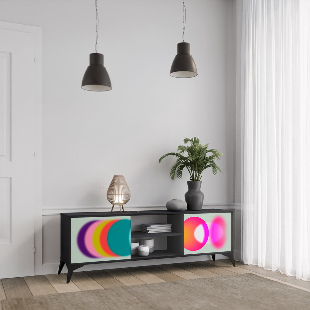 Mueble de TV de 2 puertas SYMPHONY OF COLORS en acabado negro