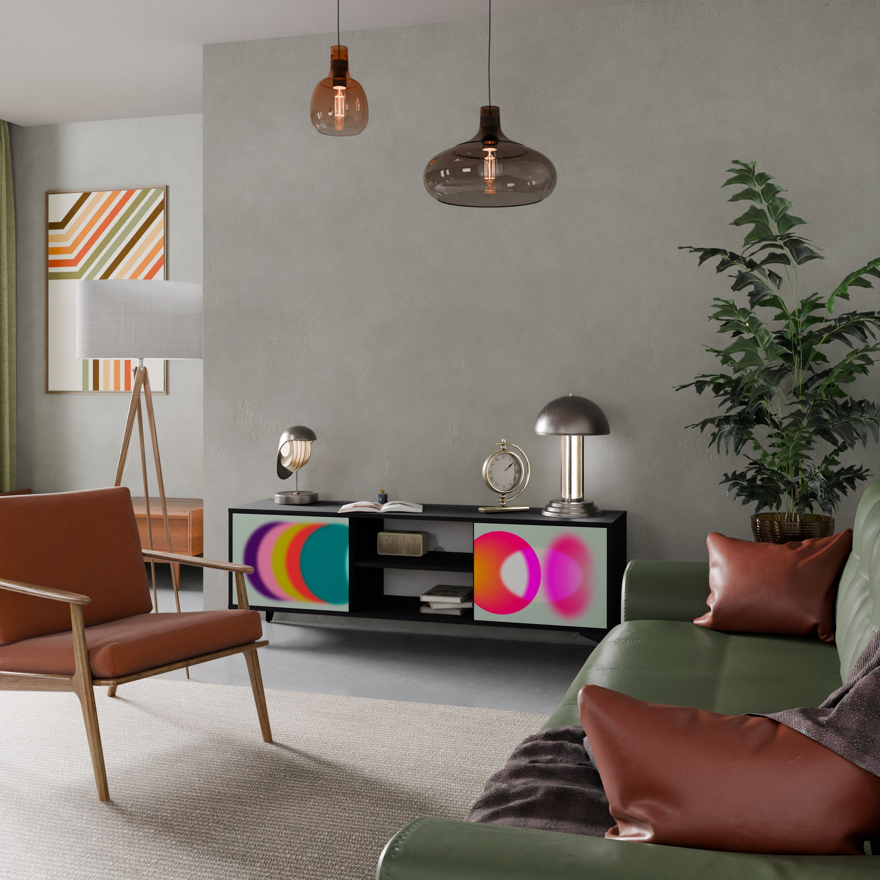 Mueble de TV de 2 puertas SYMPHONY OF COLORS en acabado negro