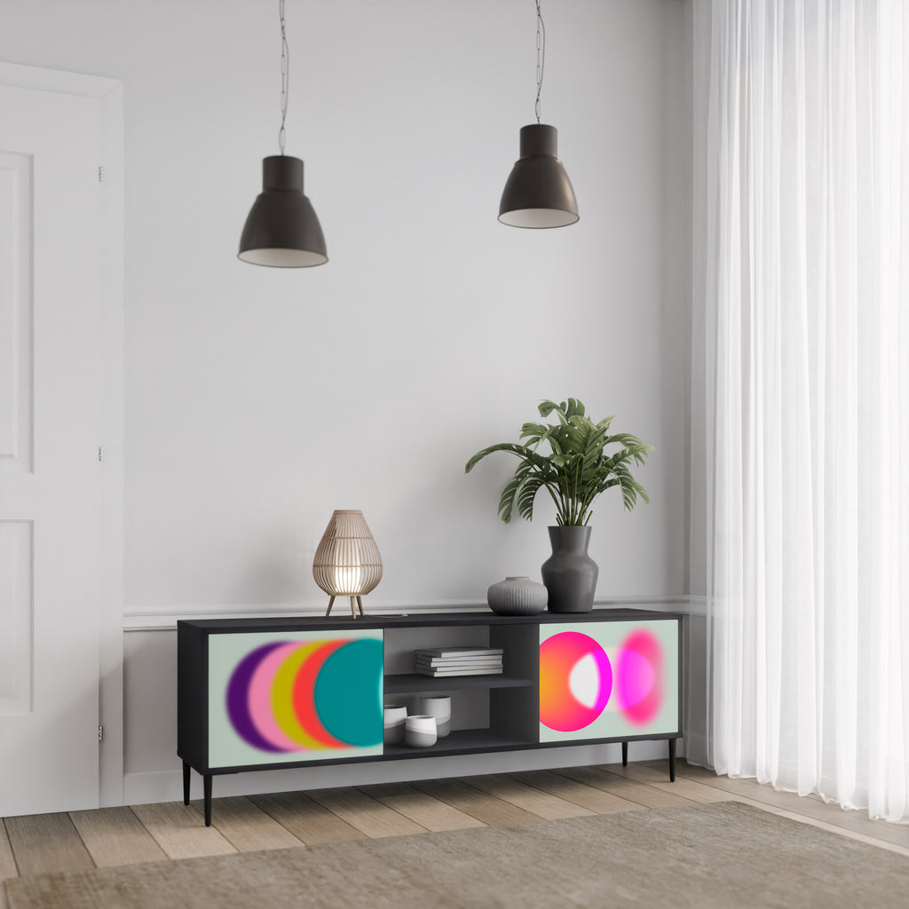 Mueble de TV de 2 puertas SYMPHONY OF COLORS en acabado negro