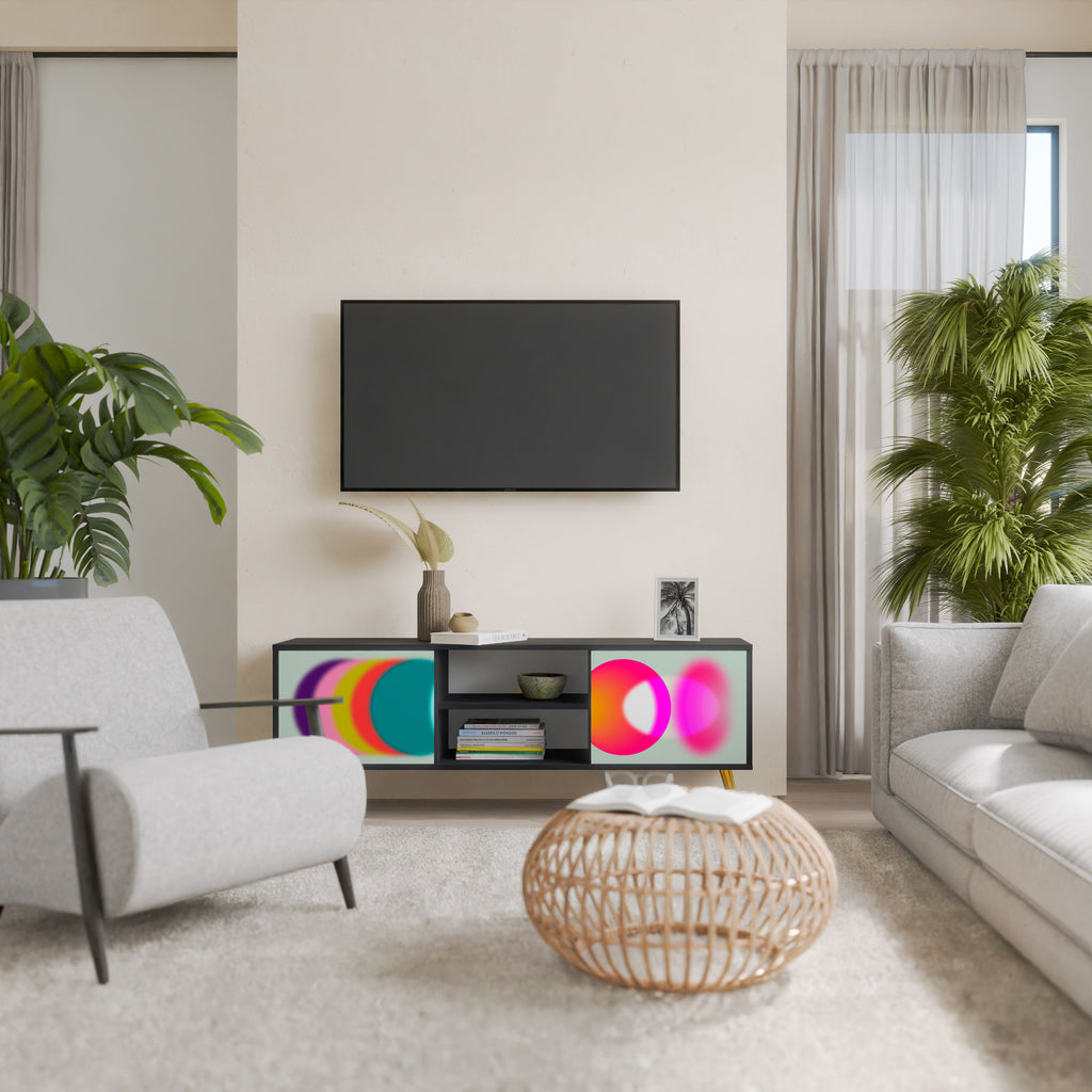 Mueble de TV de 2 puertas SYMPHONY OF COLORS en acabado negro