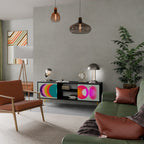 SYMPHONY OF COLORS Mueble de TV de 2 Puertas en Acabado Negro