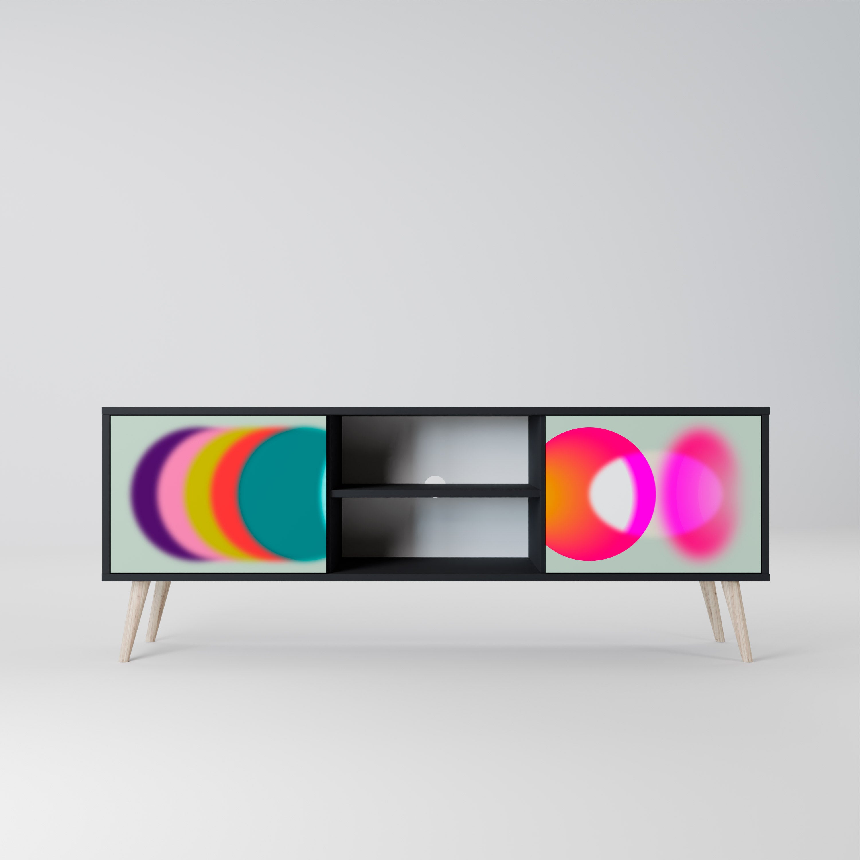 Mueble de TV de 2 puertas SYMPHONY OF COLORS en acabado negro