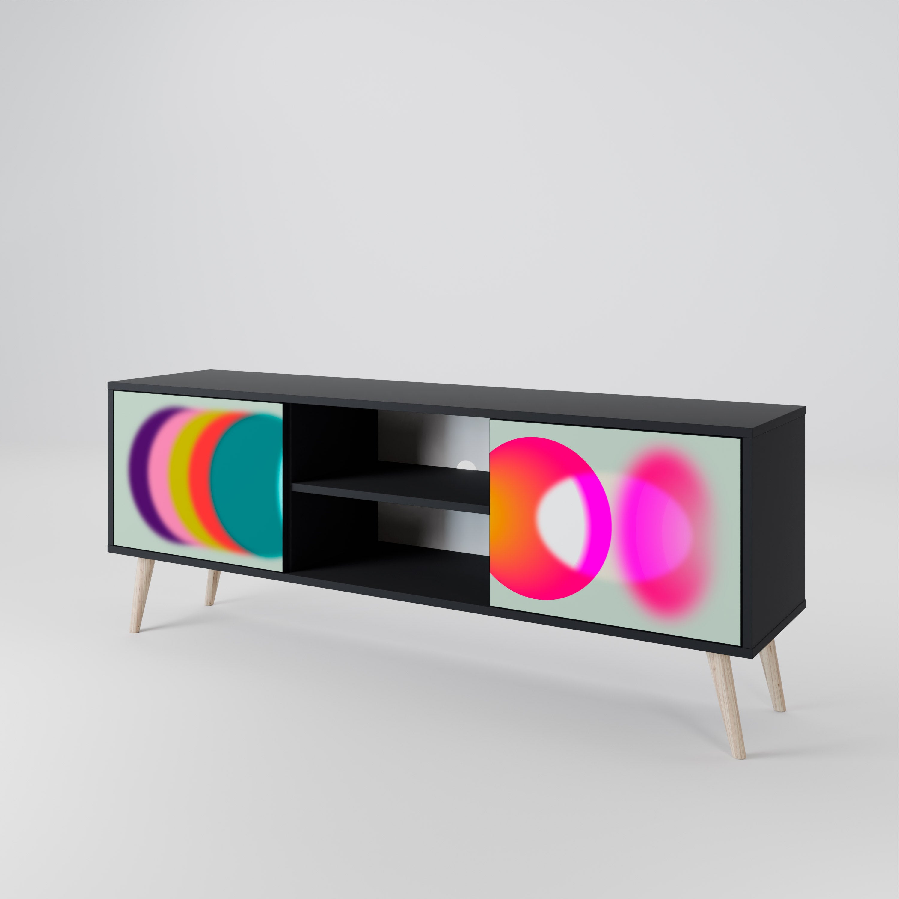 Mueble de TV de 2 puertas SYMPHONY OF COLORS en acabado negro