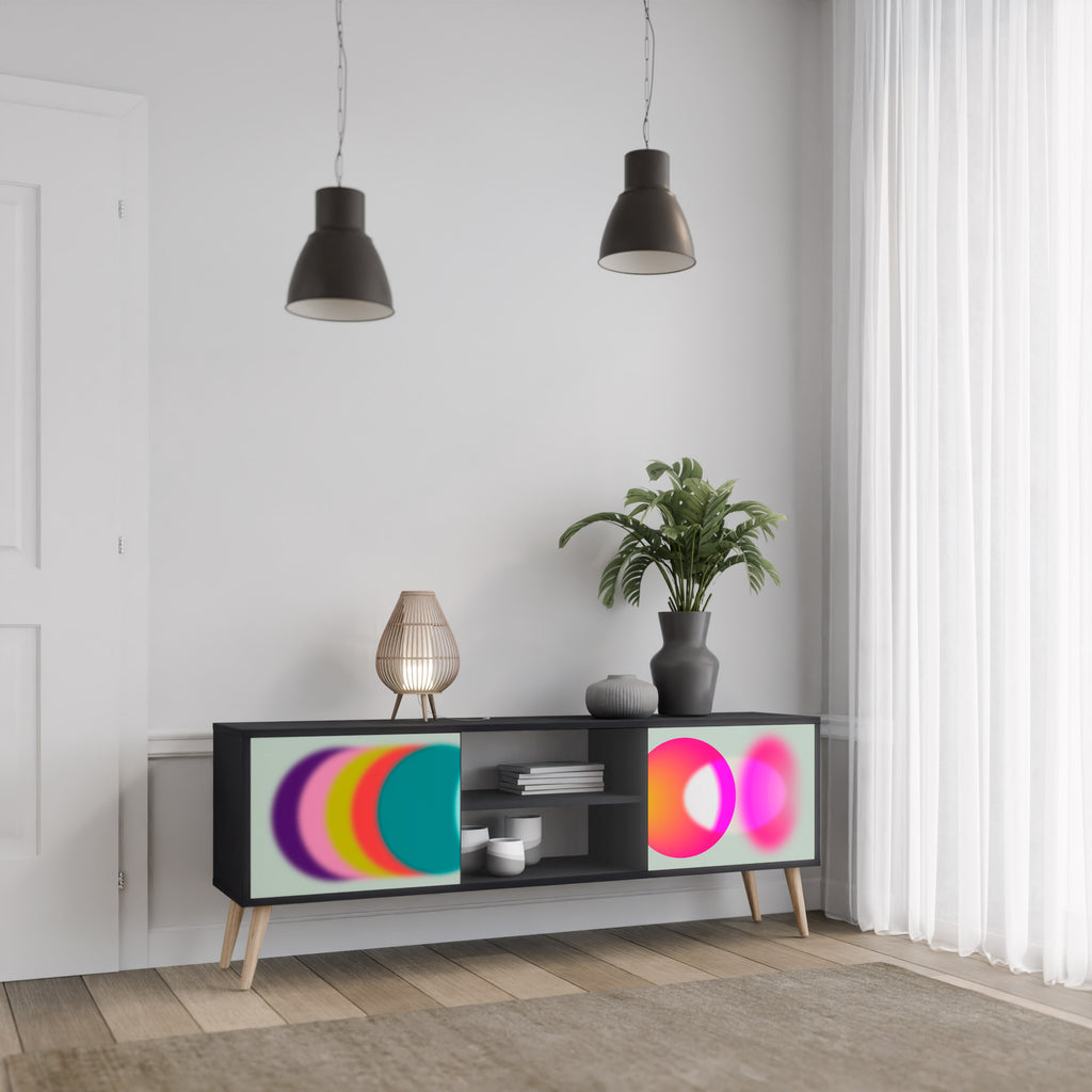 Mueble de TV de 2 puertas SYMPHONY OF COLORS en acabado negro