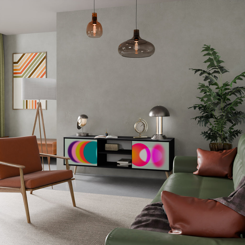 Mueble de TV de 2 puertas SYMPHONY OF COLORS en acabado negro