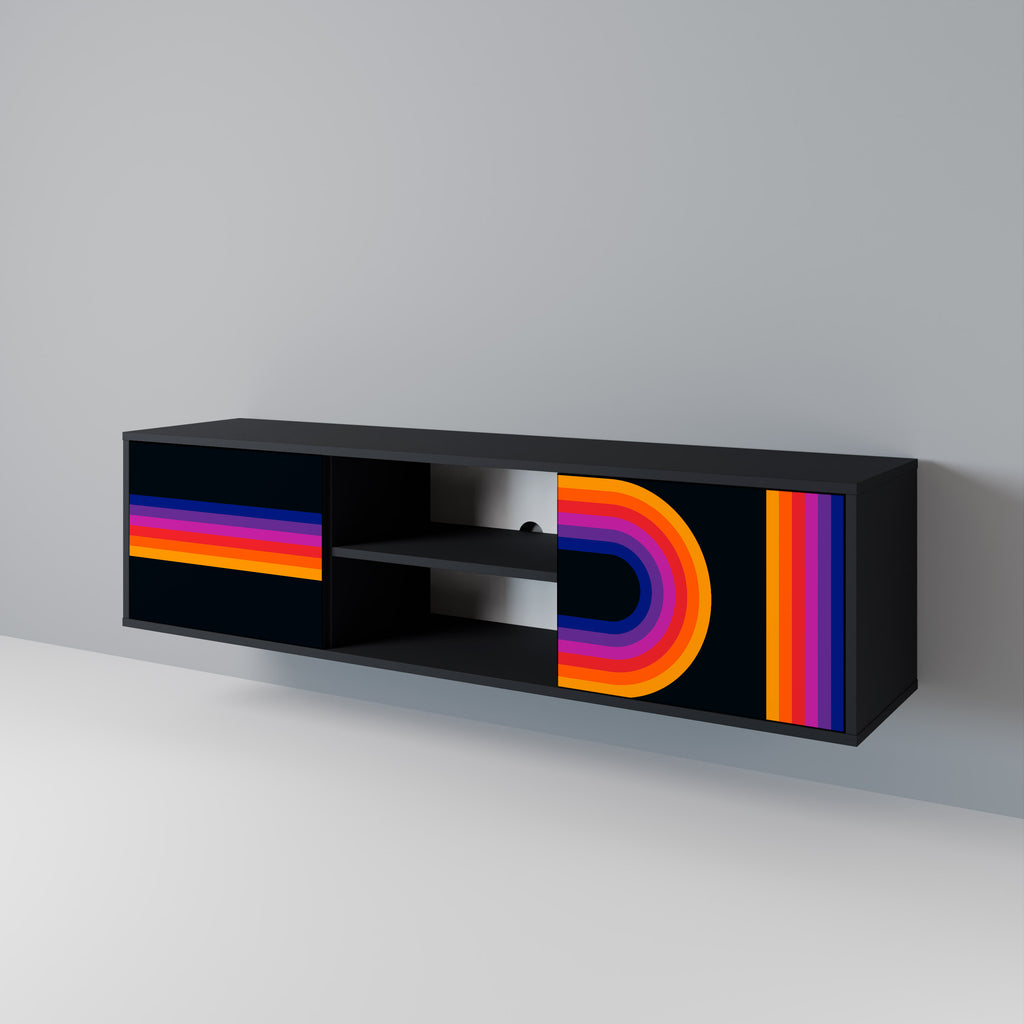 Mueble de TV de 2 puertas BLINDED BY THE LIGHTS en acabado negro