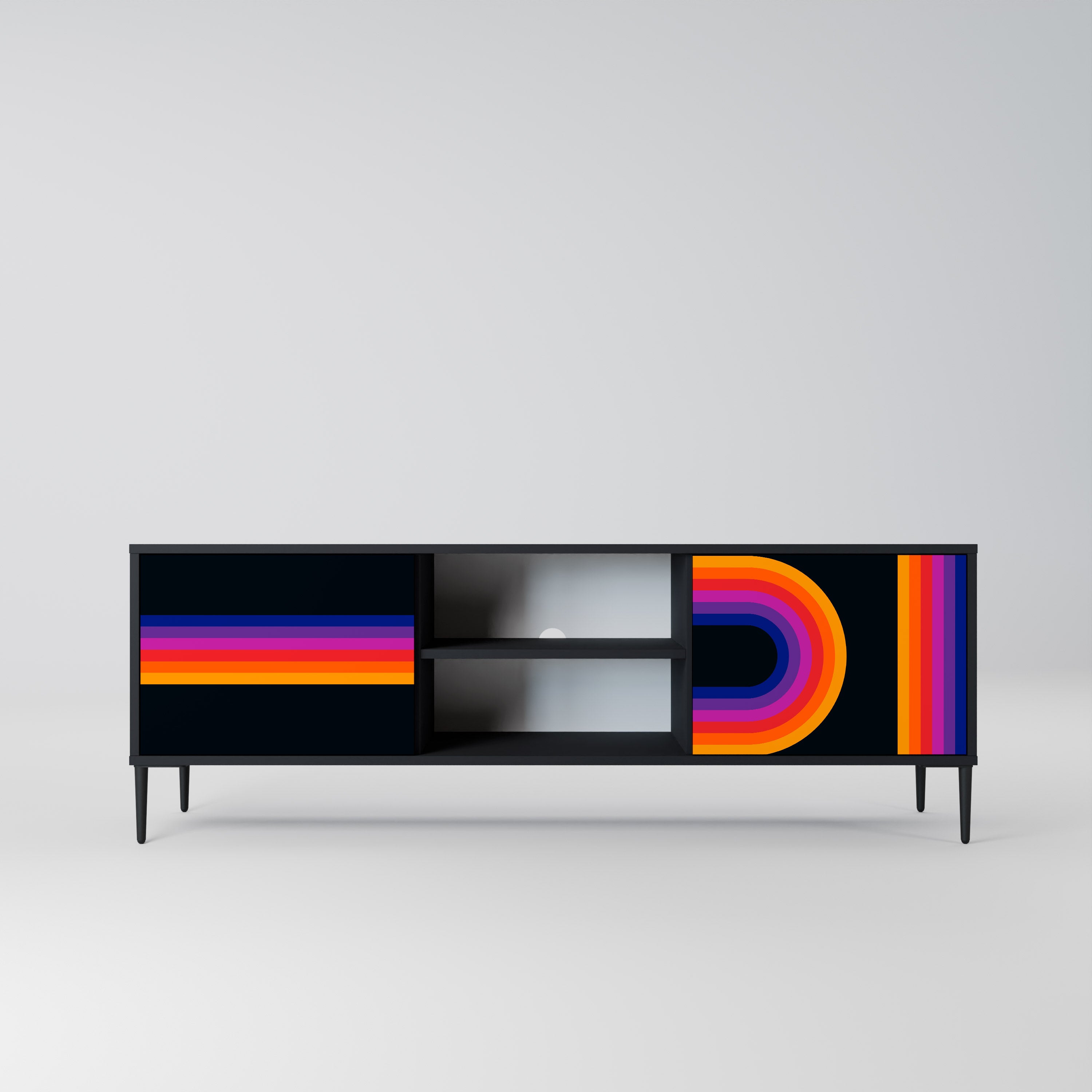 Mueble de TV de 2 puertas BLINDED BY THE LIGHTS en acabado negro