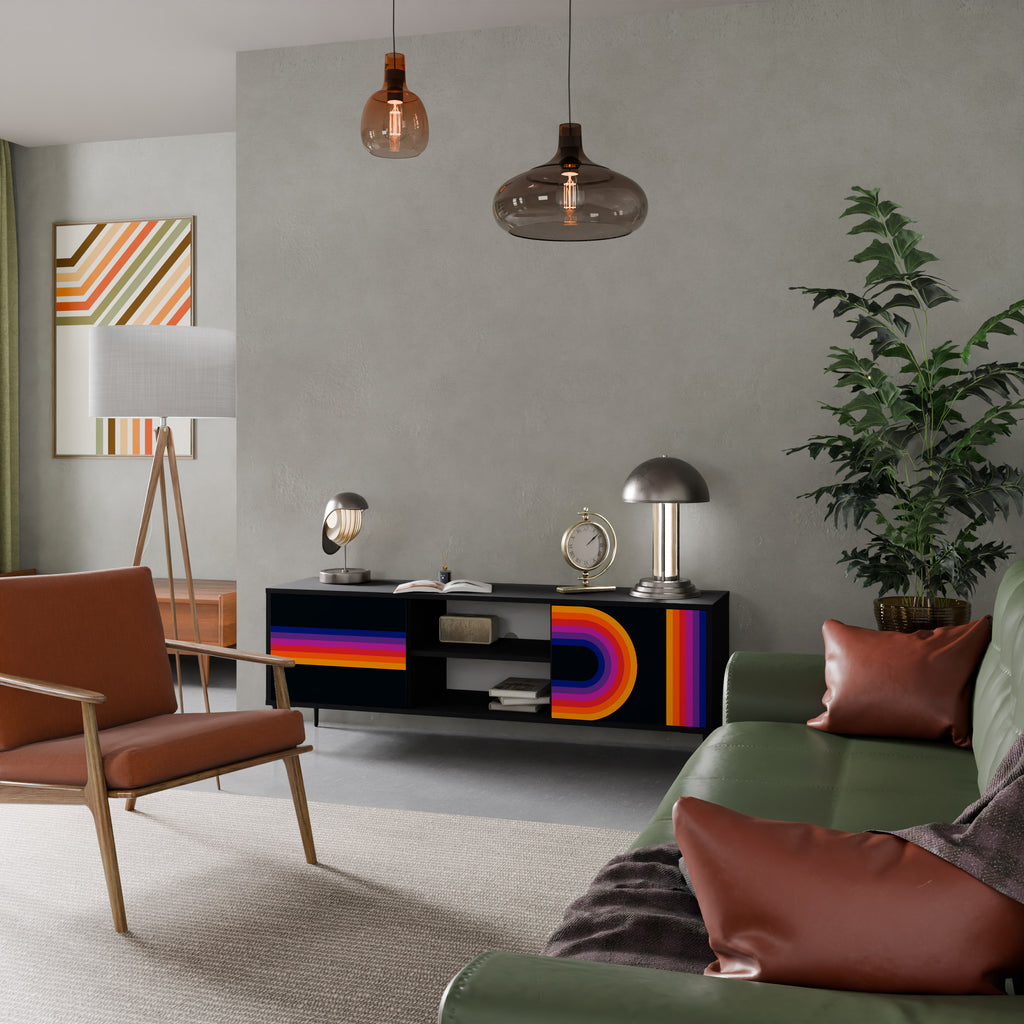 Mueble de TV de 2 puertas BLINDED BY THE LIGHTS en acabado negro