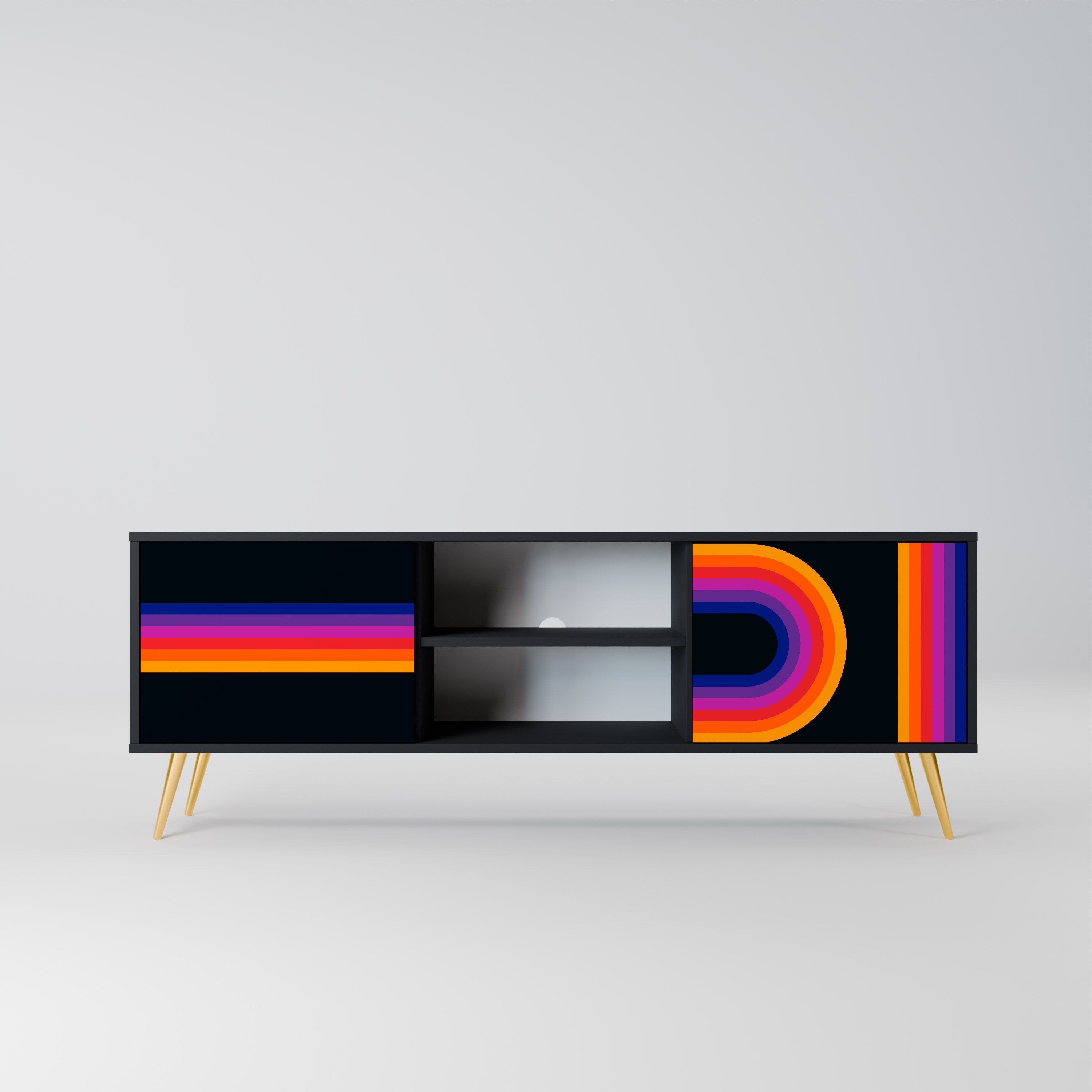 Mueble de TV de 2 puertas BLINDED BY THE LIGHTS en acabado negro